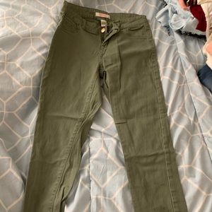 army green skinny jeans